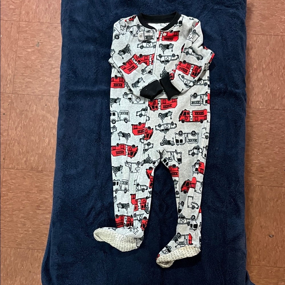 Carter's Rescue Team Fleece Footie zip up with collar snap pajamas